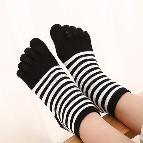 Chaussettes En Coton À Rayures Pour Enfants, Socquettes À Cinq Doigts, Pour Garçons Et Filles, Décontractées, Respirantes, À Tube Court
