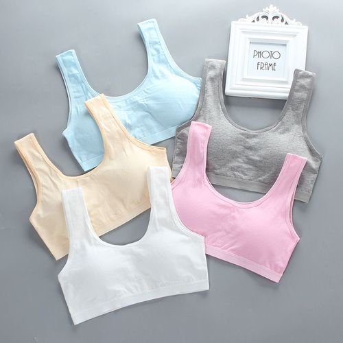 Soutien-Gorge Pour Adolescentes, Sous-Vêtements Pour Filles, Couleur Unie, Confortable, Gilet Pour Enfants, Entraînement, 1 Pièce