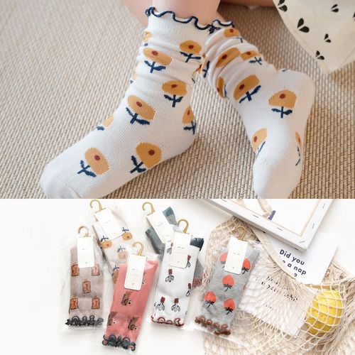 Chaussettes En Coton À Volants Pour Enfants De 1 À 12 Ans, Motif De Fleurs, Amples, Pour Bébés Garçons Et Filles, Avec Tube En Dentelle, Chauffe-Jambes, Respirantes
