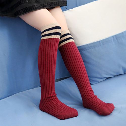 Bas Unisexes En Coton Pour Enfants, Chaussettes Hautes À Rayures Respirantes, Chaussettes Longues De Football Pour Écoliers, Printemps-Automne 2021