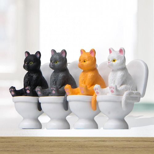Figurines De Chat Haute Simulation, Expression Vive, Accessoires De Décoration, Toilettes Assis, Chat Miniature, Modèle Animal, Jouet Pour Enfants