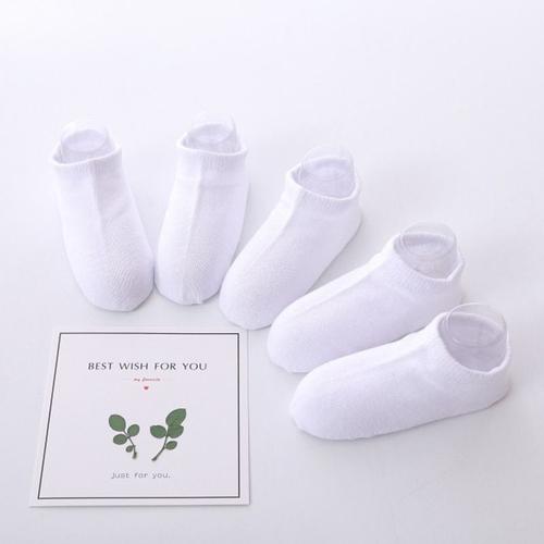 5 Paires De Chaussettes En Coton Pour Bébé Garçon Et Fille, Couleur Unie, Noir, Blanc, Gris, Doux, Pour Nouveau-Né, Vêtements De Sport, Amples Et Confortables Pour Enfants