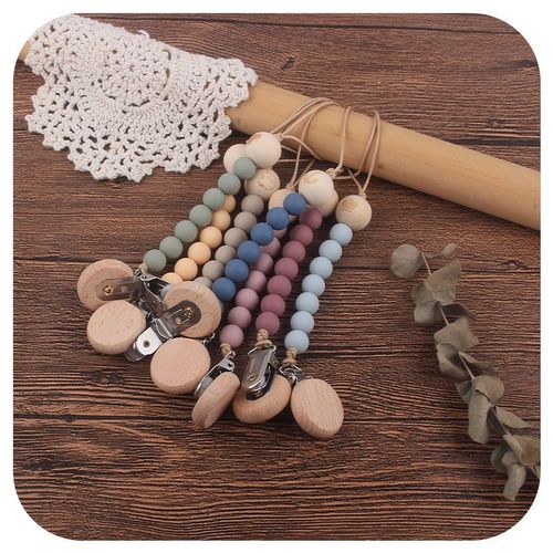 Attache-Tétine En Bois Pour Bébé, Clip De Porte-Mamelon Factice Pour Bébé, Chaîne De Dentition En Silicone, Jouet, Cadeaux Pour Accessoires Mignons Pour Bébé