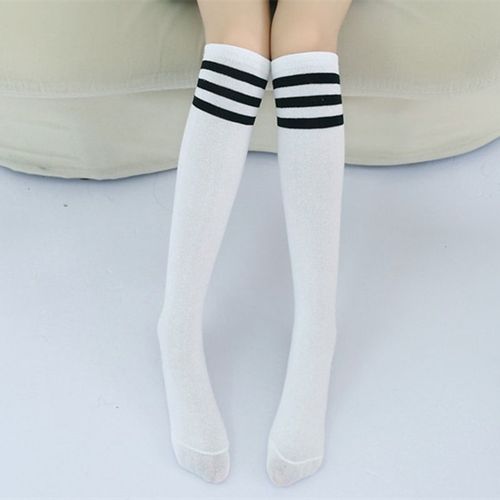 Chaussettes Hautes En Coton Pour Enfants, Chaussettes Pour Filles Et Garçons, Rayures De Patins De Football, Sports D'école, Jambe Longue, Droite, Sans Talon, Chaud