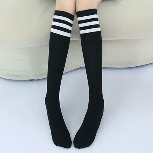 Chaussettes Montantes Pour Enfants, Chaussettes Montantes Pour Filles Et Garçons, Rayures De Football, En Coton Blanc, Sports D'école, Skate, Tube Long, Jambe Chaude