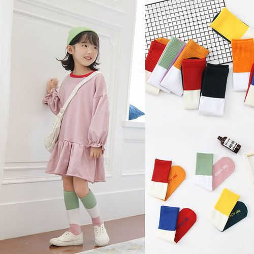 Chaussettes Longues En Coton Pour Enfants, Chaussettes Mi-Longues Pour Bébés, Couleurs Acidulées, Chaudes, À La Mode, Pour Garçons Et Filles