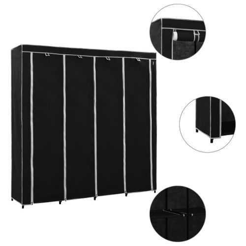 Garde-Robe Avec 4 Compartiments Noir 175x45x170 Cm