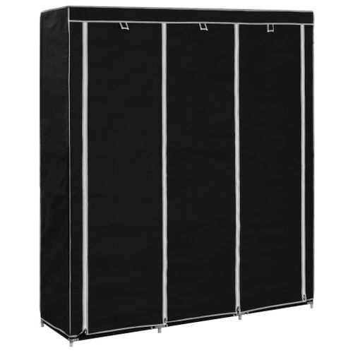 Armoire Avec Compartiments Et Barres Noir 150x45x175 Cm Tissu