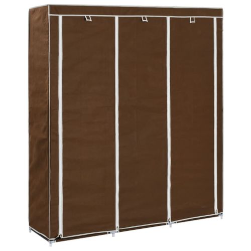 Armoire Avec Compartiments Et Barres Marron 150x45x175 Cm Tissu