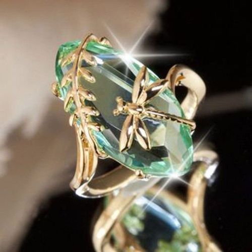 Bague En Forme De Libellule Verte Olive Pour Femme, Jolie Bague De Mariage, D'anniversaire, Ovale, De Fête, Pour Fille, Offre Spéciale