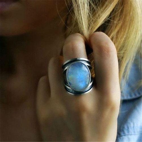 Bague Vintage En Pierre De Lune Pour Femme, Anneau De Fiançailles, Couleur Argent, En Zircon, Nouvelle Collection 2022