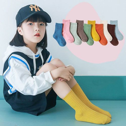 Chaussettes Japonaises En Tube De Coton, Couleur Bonbon Unie, Rayures, Points Doux, Princesse Yoga, Vêtements Bon Marché Pour Filles Et Garçons, Nouvelle Collection Printemps Été