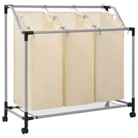 Vidaxl Trieuse À Linge Avec 3 Sacs Crème Acier-Syma