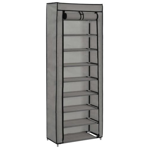 Armoire À Chaussures Avec Housse Gris 57x29x162 Cm Tissu - Vidaxl