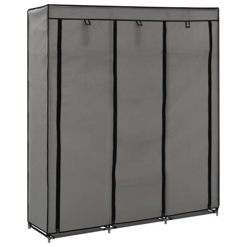 Armoire Avec Compartiments Et Barres Gris 150x45x175 Cm Tissu