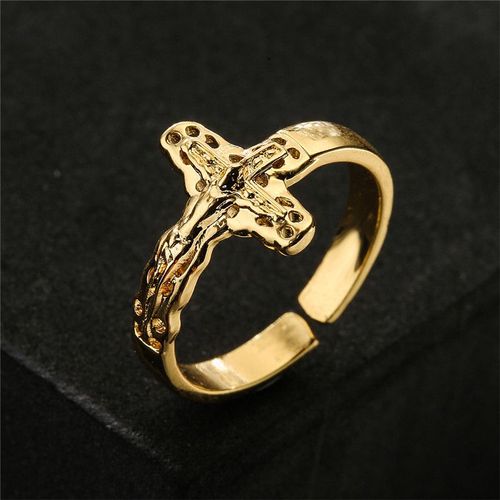 Bague Croix De Jésus Religieux, Punk, Vintage, Couleur Or, En Métal, Pour Hommes Et Femmes, Bijoux Rétro Créatifs, Nouvelle Mode