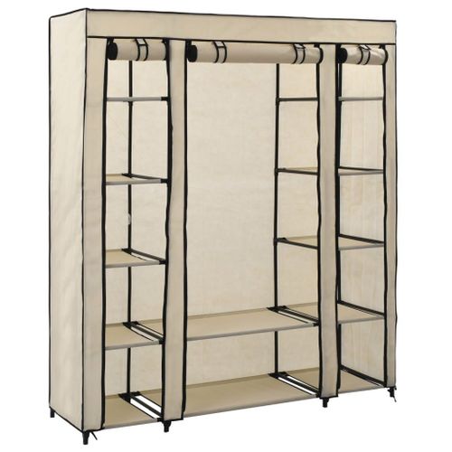 Vidaxl Armoire Avec Compartiments Et Tiges Crème 150x45x176 Cm Tissu