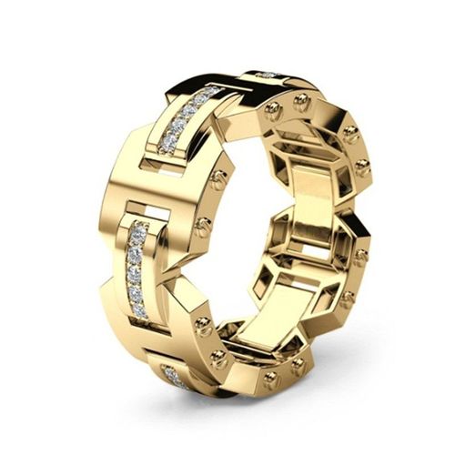 Grande Bague En Pierre De Zircon Pour Homme, Couleur Argent/Or Rose, Bijoux De Mariage, De Luxe, Pour Fête