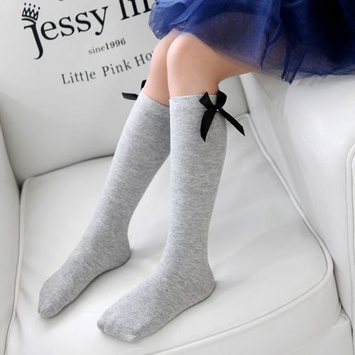 Chaussettes Longues À Rayures En Coton Pour Filles, Collants Tube À N¿Ud, Chauffe-Jambes Pour Enfants, Bas D'école, Printemps-Automne