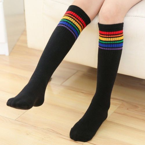 Chaussettes En Coton À Rayures Pour Enfants, Bas De Sport Pour Écoliers, En Coton, Longueur Aux Genoux, Nouvelle Collection Coréenne