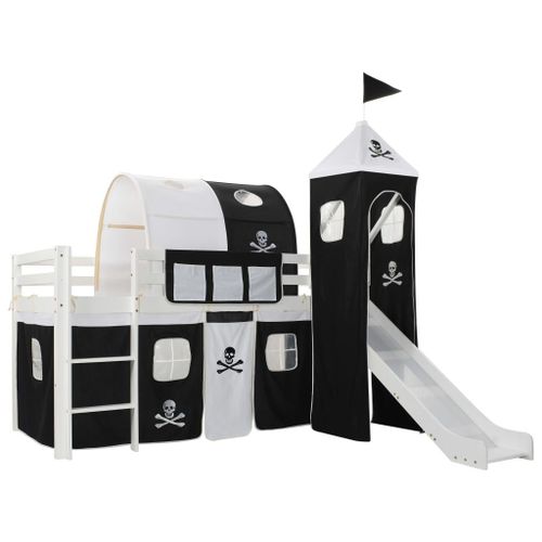 Vidaxl Lit Mezzanine D'enfants Avec Toboggan Et Échelle Pin 97x208 Cm