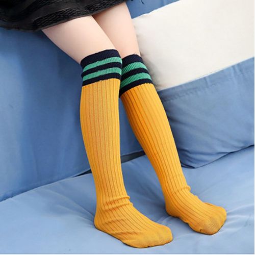 Bas De Printemps Pour Enfants, En Coton Solide, Respirant, À Rayures, Longues Chaussettes Aux Genoux, Pour Écoliers, Sport, Football, Vêtements Pour Filles Et Garçons