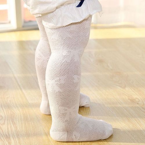 Collants D'été Princesse Pour Enfants Filles, Avec N¿Ud Mignon, En Maille Fine, Solide, Vêtements En Coton Doux, Blanc