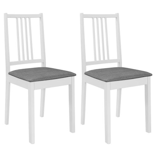 Vidaxl 2 Pcs Chaises Ã  Dã®Ner Avec Coussins Blanc Bois Solide