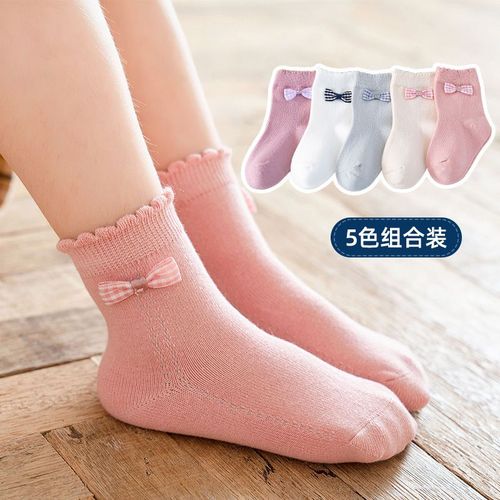 Chaussettes Princesse Coréenne En Coton, 5 Pièces/Ensemble, Nouveau, N¿Ud De Dessin Animé, À Volants, Tube Froncé, Pour Filles, Enfants, Vêtements De Couture Bon Marché