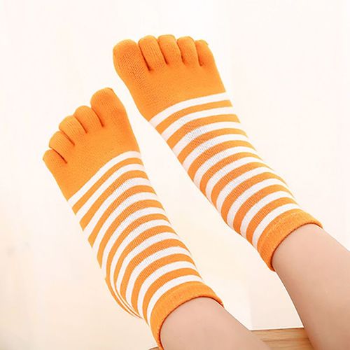 Chaussettes À Cinq Doigts Pour Enfants, Automne Et Hiver, Chaussettes De Sol Décontractées Pour Garçons Et Filles, Vêtements Rayés En Coton, Tube Court Doux