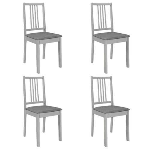 Vidaxl 4 Pcs Chaises Ã  Dã®Ner Avec Coussins Gris Bois Solide