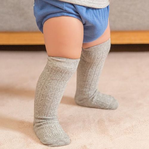Chaussettes Mignonnes Et Chaudes De Couleur Unie Pour Bébé Et Nouveau-Né, En Coton, Longues Au Genou, Pour Enfants De 0 À 4 Ans, Filles Et Garçons