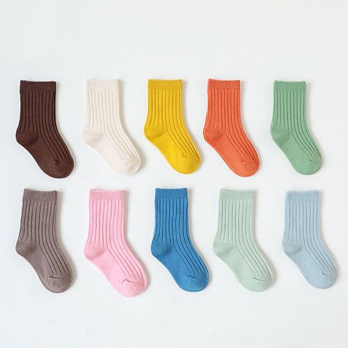 Chaussettes En Tube De Coton À Rayures, Couleurs Acidulées Solides, Doux, Couture Printemps-Été, Princesse Japonaise, Yoga, Vêtements Bon Marché Pour Filles Et Garçons, Nouvelle Collection