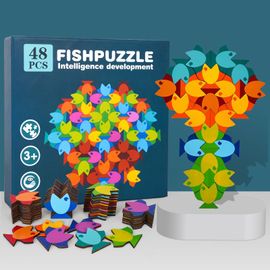 Puzzle Poisson En Bois 3d Pour Enfants, Jouets Éducatifs, Colorés, Amusants, Cadeaux Pour Enfants