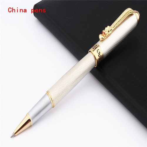 Stylo À Bille Roulante À Pointe Moyenne, Stylo De Signature En Perles Blanches, Dragon Chinois Dansant, Pour Le Bureau, 1000