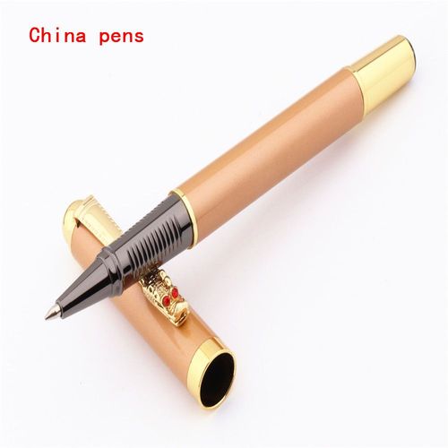 Stylo À Bille Roulante De Luxe, Style Oriental Dragon 7026 Doré, Pointe Moyenne, Pour Bureau, Nouveau