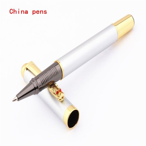 Stylo À Bille Roulante De Luxe, Dragon Oriental, Argent 7026, Pour Bureau, Pointe Moyenne, Nouveau