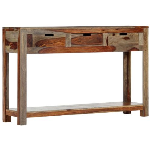 Vidaxl Table Console Avec 3 Tiroirs 120x30x75 Cm Bois Massif De Sesham