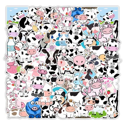 Autocollants Graffiti Vache Mignon, Étiquette Décorative, Pour Skateboard, Réfrigérateur, Ordinateur Portable, 50 Pièces