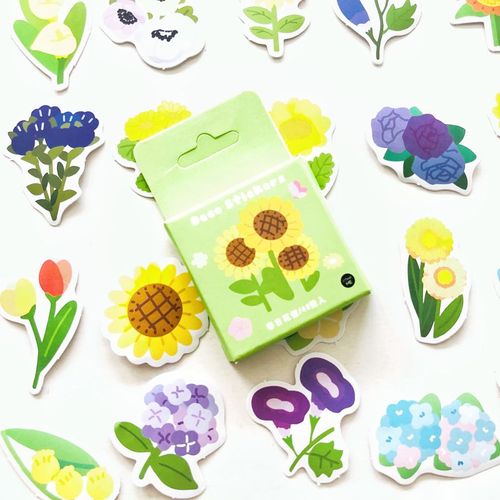 Autocollant De Décoration Tournesol Jardin Frais Pour Enfants, Étiquette À Balle Pour Journal Intime, Diy Bricolage, 45 Pièces/Boîte