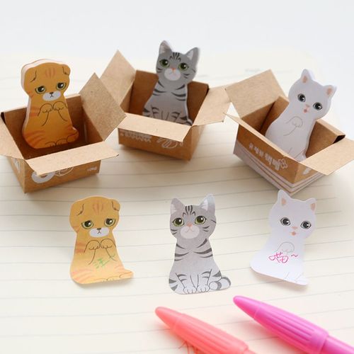 Autocollants Chat En Carton A52, 5 Pièces, Feuillets Adhésifs Mignons Kawaii, Étiquette, Papeterie Scolaire Et De Bureau, Planificateur De Messages, Écriture