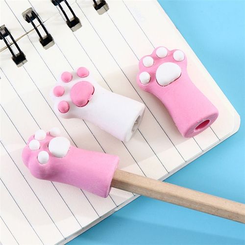 Gommes Correctrices En Forme De Patte De Chat Rose, 2 Pièces, Adorables Gommes Correctrices Pour Crayon, Papeterie Scolaire Pour Élèves