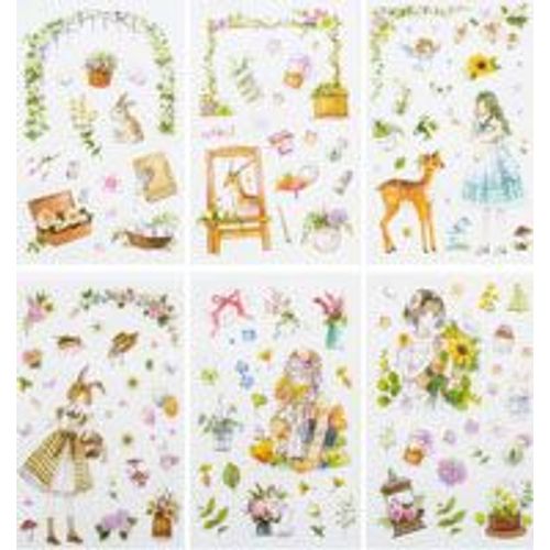 Autocollants De Décoration Féerique Pastorale En Forme De Papillon, Étiquette Adhésive, Pour Album, Notebook, Diy Bricolage, 6 Feuilles/Paquet