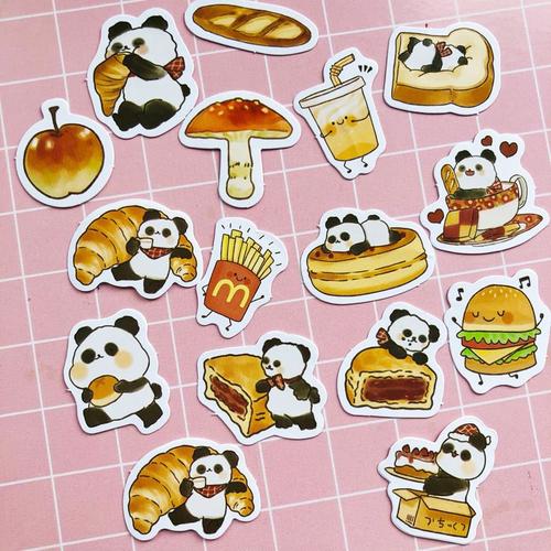 Autocollant Décoratif Petit Panda Mangeant De La Nourriture, Étiquette Kawaii, Décor D'album Pour Carnet De Notes, 40 Pièces/Paquet