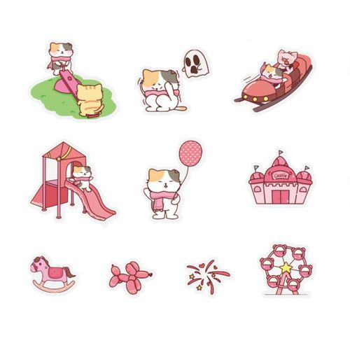 Autocollants Chat Paradis, Étiquette Mignonne En Pet, 10 Modèles * 3, Décoration Pour Manuel Et Journal Intime, Diy Bricolage, 30 Pièces/Paquet