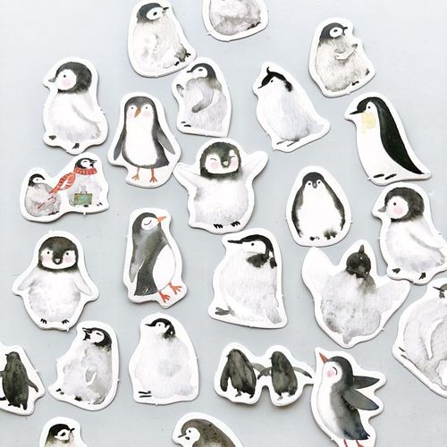 Pâte De Scellage Décorative En Forme De Pingouin Pour La Famille, Étiquette Autocollante De Décor Pour Compte À Main, Diy Bricolage, 45 Pièces/Lot