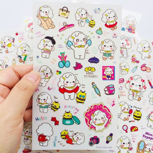 Autocollants Décoratifs Fille Mouton, Étiquette Kawaii, Décor De Tasse Pour Album Portable, Diy Bricolage, 6 Feuilles
