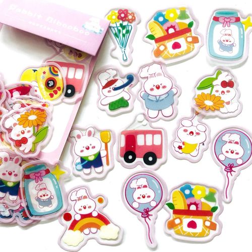 Autocollants Décoratifs Lapin Heureux, Étiquette Adorable, Pour Manuel, Livre D'histoire Pour Enfants, Diy Bricolage, 40 Pièces/Paquet