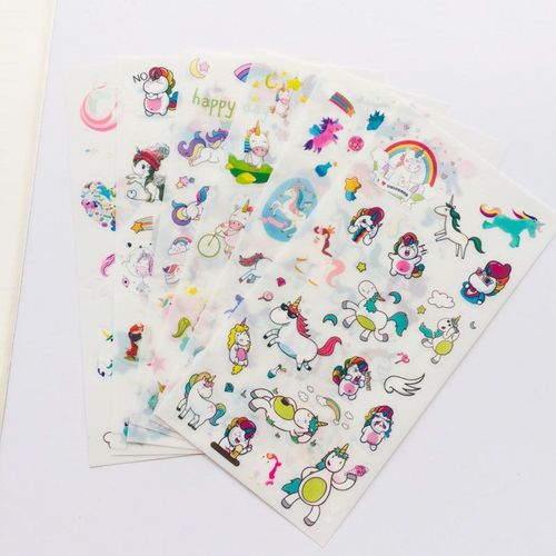 Autocollants Adhésifs Licorne J08, Étiquette Autocollante Mignonne, Pour Décoration D'album, Pour Bricolage, Papeterie Pour Enfants, 6 Feuilles/Paquet