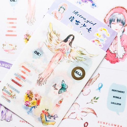 Autocollants Princesse Ange Pour Filles, Étiquette Décorative Pour Journal Intime, Diy Bricolage, 4 Feuilles/Paquet